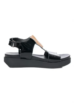arche, bequeme Lackleder Sandale MYAHME mit Metallicdetail