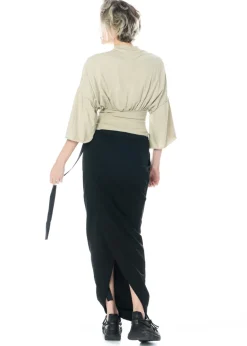 DRKSHDW by Rick Owens, langer, geraffter Baumwollrock mit Kordelzug