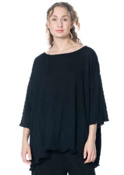 KAYIKO, SHIRT SYLVIA aus gesmoktem Baumwoll-Strick