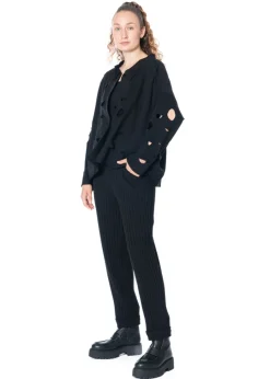 KEDZIOREK, lässige Hose in geripptem Look 5140