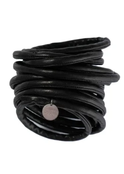 maria calderara, schwarzes Armband aus Kunstlederreifen
