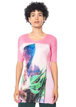 PLEATS PLEASE ISSEY MIYAKE, buntes Tunikashirt TROPICAL WINTER