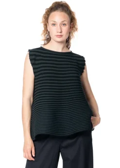 PLEATS PLEASE ISSEY MIYAKE, ärmelloses Top BOUNCE KNIT charcoal