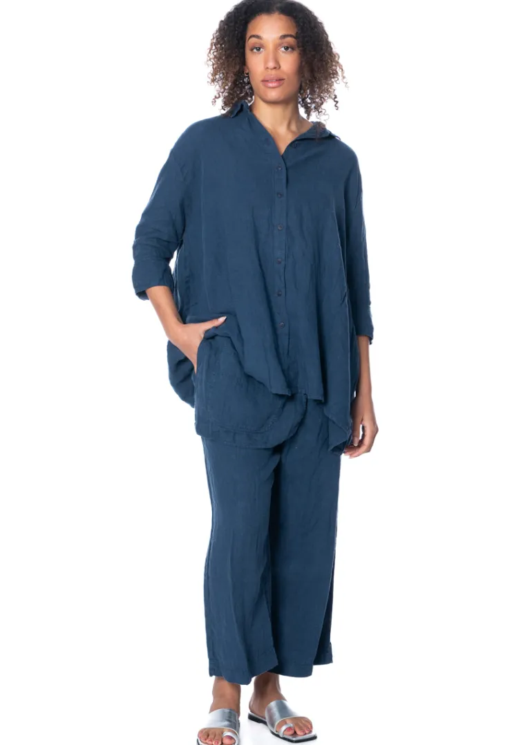 RUNDHOLZ BLACK LABEL, Leinenhose mit Schürze 1253540105