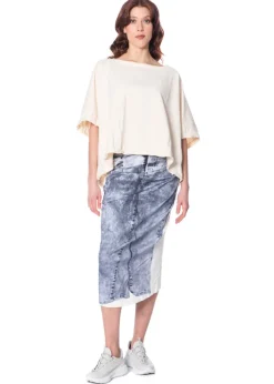 RUNDHOLZ DIP, Bleistiftrock mit Denim-Print 1252110308