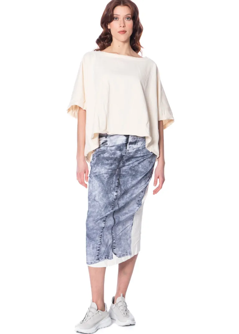 RUNDHOLZ DIP, Bleistiftrock mit Denim-Print 1252110308