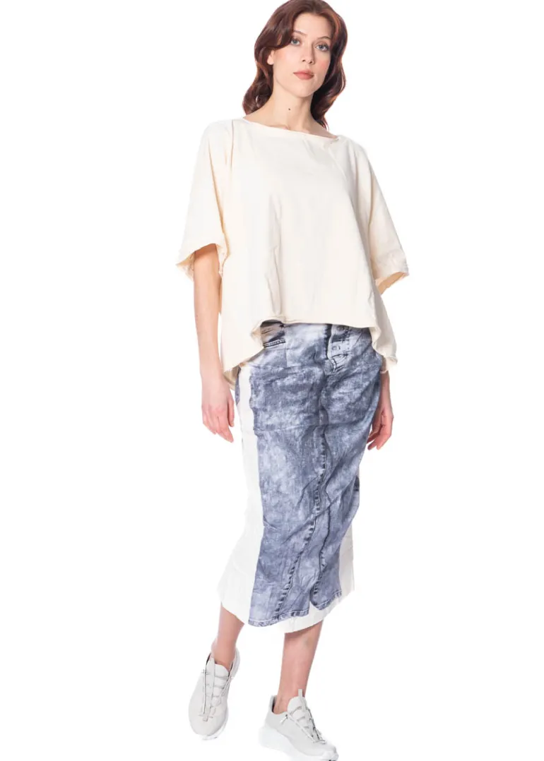 RUNDHOLZ DIP, Bleistiftrock mit Denim-Print 1252110308