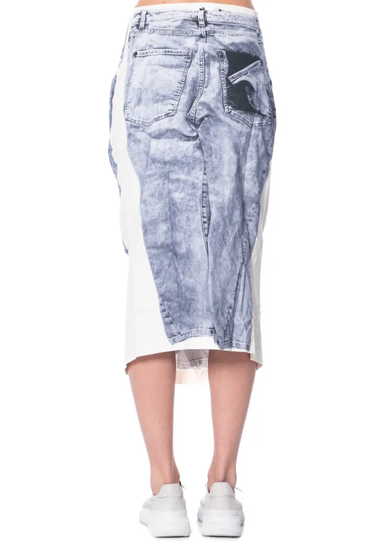 RUNDHOLZ DIP, Bleistiftrock mit Denim-Print 1252110308