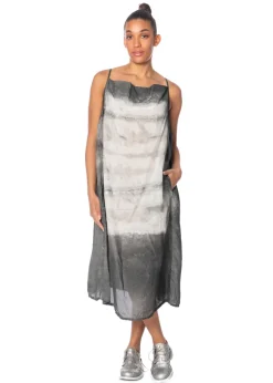 RUNDHOLZ, fließendes, handbemaltes Cupro-Kleid 1251470906