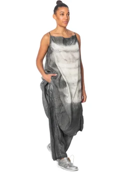 RUNDHOLZ, fließendes, handbemaltes Cupro-Kleid 1251470906