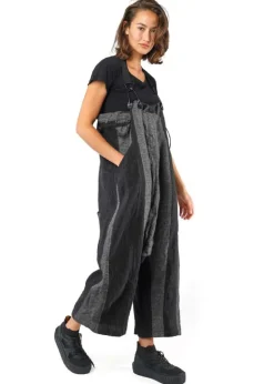 RUNDHOLZ, kultige Leinenhose mit Hosenträger 1251390105