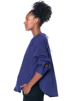 ULI SCHNEIDER, Bluse aus Baumwolltaft mit Patches in Violett