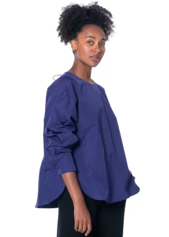 ULI SCHNEIDER, Bluse aus Baumwolltaft mit Patches in Violett